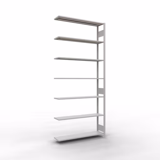 Anbauregal, Fachbodenregal Stecksystem MULTIplus150, 3000 x 1300 x 300 mm (HxBxT), 7 Fachböden, Längenriegel, RAL 7035 lichtgrau aus der Kategorie Anbauregal mit der Artikelnummer 32637-130-LR