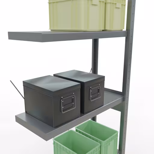 Produktbild Nr.8 des Artikels Anbauregal, Fachbodenregal Stecksystem MULTIplus250, 2500 x 750 x 300 mm (HxBxT), 6 Fachböden, Kreuzstrebe, verzinkt aus der Produktreihe Stecksystem von der Marke Schulte Lagertechnik