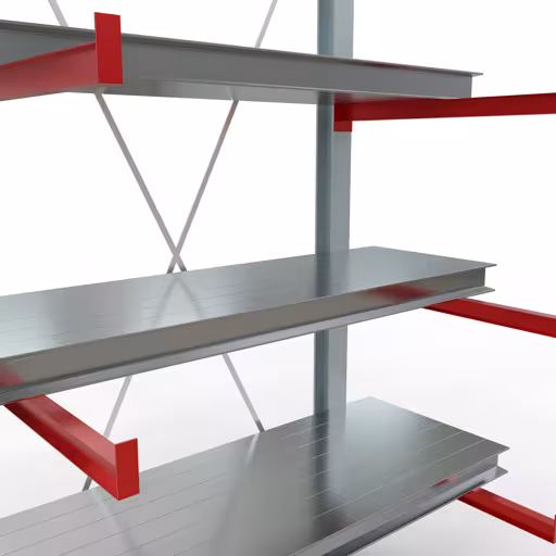 K 6000 Komplettregal, einseitig, 3000 x 1500 x 1000 mm, RAL 7001 / RAL 3000, 5 Lagerebenen aus der Kategorie K6000 für schwere Güter mit der GTIN 4058255011100 K 6000 Komplettregal, einseitig, 3000 x 1500 x 1000 mm, RAL 7001 / RAL 3000, 5 Lagerebenen von der Marke Schulte Lagertechnik aus der Produktreihe Kragarmregale