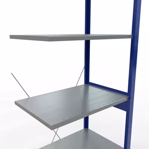 Produktbild Nr.11 des Artikels Anbauregal, Fachbodenregal Stecksystem MULTIplus150, 2500 x 750 x 500 mm (HxBxT), 6 Fachböden, Kreuzstrebe, RAL 5010 enzianblau/verzinkt/verzinkt aus der Produktreihe Stecksystem von der Marke Schulte Lagertechnik