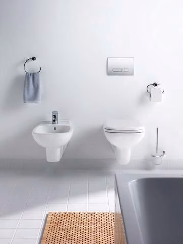 Duravit Wand-WC-Set D-Code, rimless, Tiefspüler, weiß, inklusive WC-Sitz mit Absenkautomatik