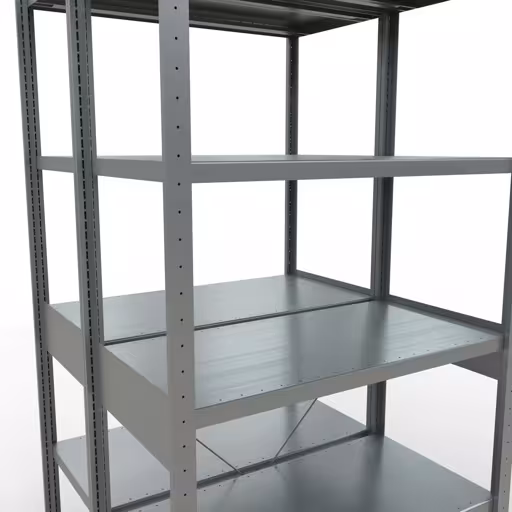 Zusatzbild des Artikels Grundregal, Doppelregal, Fachbodenregal Stecksystem MULTIplus250, 2500 x 1000 x (2x500) mm (HxBxT), 2x6 Fachböden, Kreuzstrebe, verzinkt aus Doppelregale