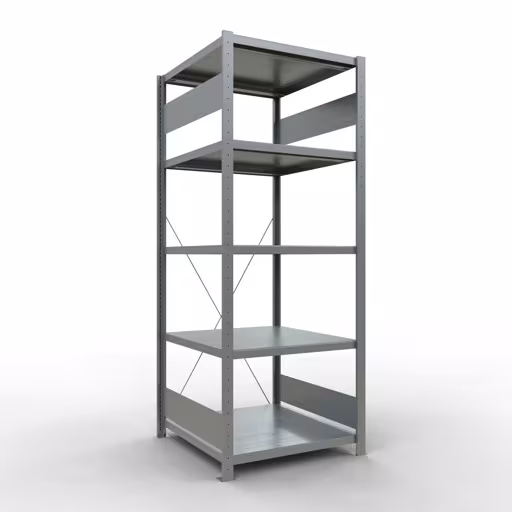 Grundregal, Fachbodenregal Stecksystem MULTIplus250, 2000 x 750 x 800 mm (HxBxT), 5 Fachböden, Kreuzstrebe, verzinkt aus der Kategorie Grundregal mit der Artikelnummer 12980-75