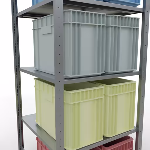 Grundregal, Fachbodenregal Stecksystem MULTIplus150, 2000 x 750 x 800 mm (HxBxT), 5 Fachböden, Längenriegel, verzinkt von Schulte Lagertechnik aus der Kategorie Stecksystem