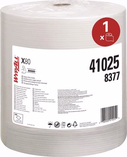 Wischtuch WYPALL X80 8377 Länge circa 315xBreite circa 310mm weiß 1-lagig 475 Tücher/Rollen aus der Kategorie Putz- und Wischtücher Handtücher Handtuchrollen mit der Teilenummer 9000469361