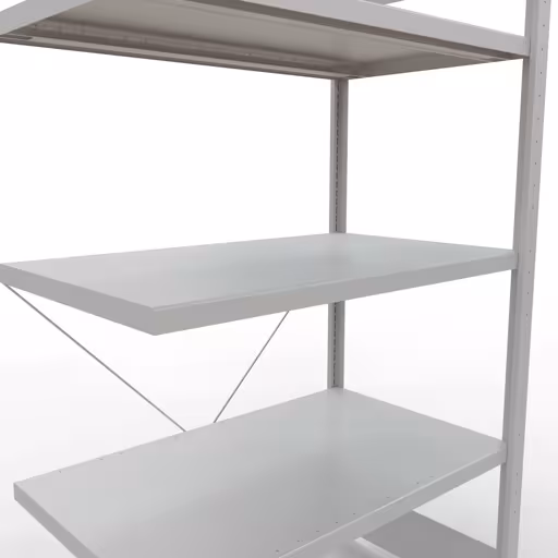 Abbildung Nr 8 des Artikels Anbauregal, Fachbodenregal Stecksystem MULTIplus330, 2000 x 1000 x 600 mm (HxBxT), 5 Fachböden, Kreuzstrebe, RAL 7035 lichtgrau aus der Produktgruppe Stecksystem von der Marke Schulte Lagertechnik