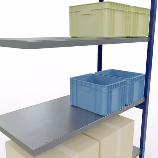 Abbildung Nr 14 des Artikels Anbauregal, Fachbodenregal Stecksystem MULTIplus250, 3000 x 1300 x 600 mm (HxBxT), 7 Fachböden, Längenriegel, RAL 5010 enzianblau/verzinkt aus der Produktgruppe Stecksystem von der Marke Schulte Lagertechnik