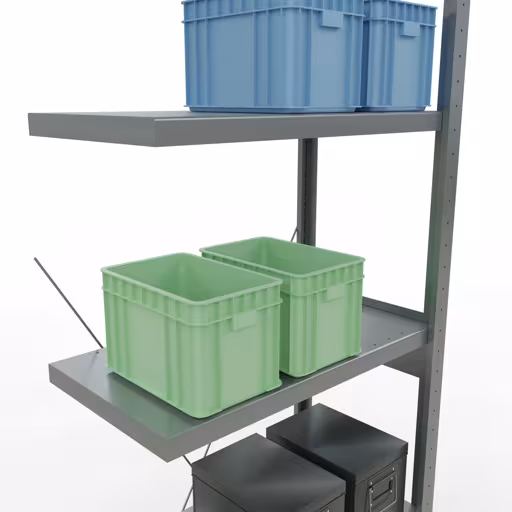 Abbildung Nr 7 des Artikels Anbauregal, Fachbodenregal Stecksystem MULTIplus250, 2500 x 750 x 400 mm (HxBxT), 6 Fachböden, Kreuzstrebe, verzinkt aus der Produktgruppe Stecksystem von der Marke Schulte Lagertechnik