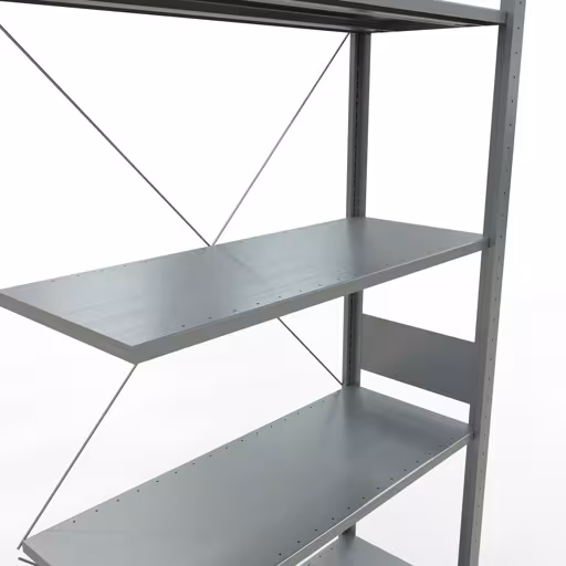 Abbildung Nr 12 des Artikels Anbauregal, Fachbodenregal Stecksystem MULTIplus150, 3000 x 1000 x 400 mm (HxBxT), 7 Fachböden, Kreuzstrebe, verzinkt aus der Produktgruppe Stecksystem von der Marke Schulte Lagertechnik