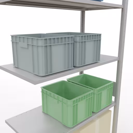 Anbauregal, Fachbodenregal Stecksystem MULTIplus150, 3000 x 1000 x 500 mm (HxBxT), 7 Fachböden, Längenriegel, RAL 7035 lichtgrau von Schulte Lagertechnik mit der Artikelnr. 32657-LR