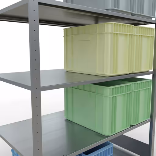 Grundregal, Fachbodenregal Stecksystem MULTIplus150, 2000 x 1300 x 800 mm (HxBxT), 5 Fachböden, Längenriegel, verzinkt von Schulte Lagertechnik mit der Artikelnr. 12780-130-LR