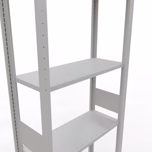Zusatzbild des Artikels Grundregal, Fachbodenregal Stecksystem MULTIplus150, 3000 x 750 x 300 mm (HxBxT), 7 Fachböden, Längenriegel, RAL 7035 lichtgrau aus Grundregal