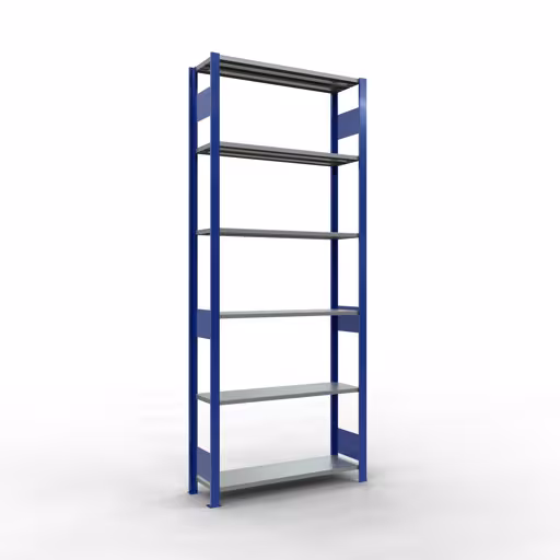 Grundregal, Fachbodenregal Stecksystem MULTIplus150, 2500 x 1000 x 300 mm (HxBxT), 6 Fachböden, Längenriegel, RAL 5010 enzianblau/verzinkt aus der Kategorie Grundregal mit der Artikelnummer 12731-LR-B