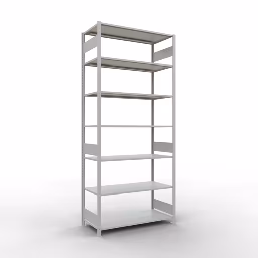 Grundregal, Fachbodenregal Stecksystem MULTIplus150, 3000 x 1300 x 600 mm (HxBxT), 7 Fachböden, Längenriegel, RAL 7035 lichtgrau aus der Kategorie Grundregal mit der Artikelnummer 32662-130-LR