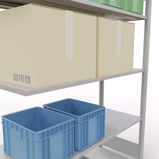 Produktbild Nr.7 des Artikels Anbauregal, Fachbodenregal Stecksystem MULTIplus150, 2000 x 1300 x 500 mm (HxBxT), 5 Fachböden, Längenriegel, RAL 7035 lichtgrau aus der Produktreihe Stecksystem von der Marke Schulte Lagertechnik