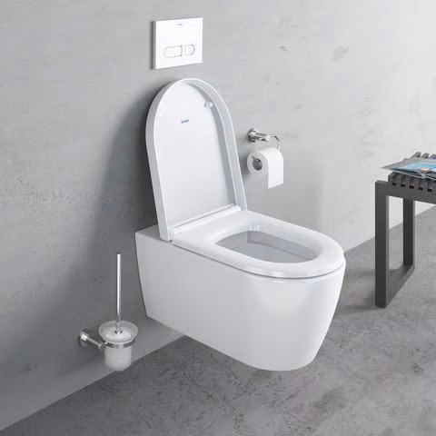 Detailbild 4043003 Duravit Wand-WC-Set ME by Starck, rimless, Durafix Tiefspüler, weiß, inklusive WC-Sitz mit Absenkautomatik