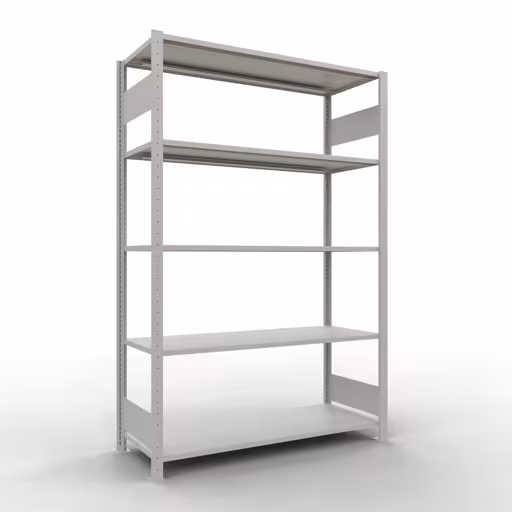 Grundregal, Fachbodenregal Stecksystem MULTIplus150, 2000 x 1300 x 500 mm (HxBxT), 5 Fachböden, Längenriegel, RAL 7035 lichtgrau aus der Kategorie Grundregal mit der Artikelnummer 32650-130-LR
