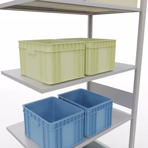 Abbildung Nr 8 des Artikels Anbauregal, Fachbodenregal Stecksystem MULTIplus85, 3000 x 1000 x 600 mm (HxBxT), 7 Fachböden, Längenriegel, RAL 7035 lichtgrau aus der Produktgruppe Stecksystem von der Marke Schulte Lagertechnik