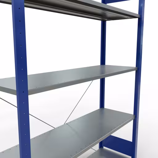 Grundregal, Fachbodenregal Stecksystem MULTIplus150, 2000 x 1300 x 400 mm (HxBxT), 5 Fachböden, Kreuzstrebe, RAL 5010 enzianblau/verzinkt von Schulte Lagertechnik aus der Kategorie Stecksystem
