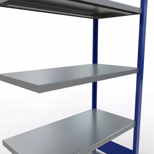 Abbildung Nr 11 des Artikels Anbauregal, Fachbodenregal Stecksystem MULTIplus330, 2000 x 1000 x 500 mm (HxBxT), 5 Fachböden, Längenriegel, RAL 5010 enzianblau/verzinkt aus der Produktgruppe Stecksystem von der Marke Schulte Lagertechnik