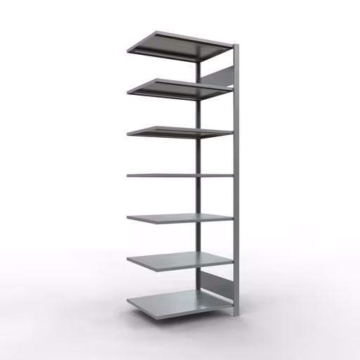 Anbauregal, Büro-Fachbodenregal Stecksystem MULTIplus150, 2300 x 750 x 600 mm (HxBxT), 7 Fachböden, Längenriegel, verzinkt, ohne Mittelanschlag von der Marke Schulte Lagertechnik Anbauregal, Büro-Fachbodenregal Stecksystem MULTIplus150, 2300 x 750 x 600 mm (HxBxT), 7 Fachböden, Längenriegel, verzinkt, ohne Mittelanschlag aus der Kategorie Stecksystem mit der Artikelnummer 17769