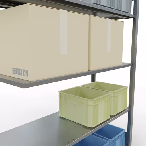 Produktbild Nr.13 des Artikels Anbauregal, Fachbodenregal Stecksystem MULTIplus150, 2000 x 1300 x 500 mm (HxBxT), 5 Fachböden, Längenriegel, verzinkt aus der Produktreihe Stecksystem von der Marke Schulte Lagertechnik