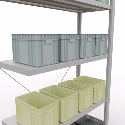 Anbauregal, Fachbodenregal Stecksystem MULTIplus250, 2000 x 1000 x 400 mm (HxBxT), 5 Fachböden, Kreuzstrebe, RAL 7035 lichtgrau von der Marke Schulte Lagertechnik aus der Produktreihe Stecksystem