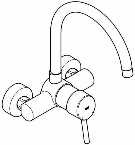 Technische Zeichnung 3992847 GROHE Einhand-Spültischbatterie Concetto 32667 Wandmontage chrom