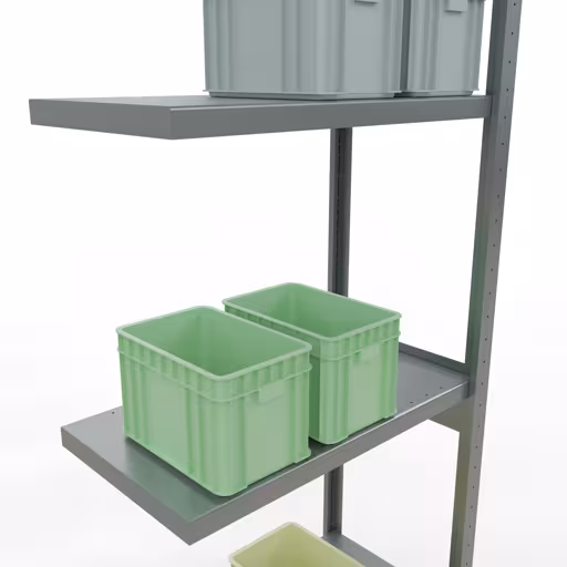 Abbildung Nr 9 des Artikels Anbauregal, Fachbodenregal Stecksystem MULTIplus250, 3000 x 750 x 400 mm (HxBxT), 7 Fachböden, Längenriegel, verzinkt aus der Produktgruppe Stecksystem von der Marke Schulte Lagertechnik
