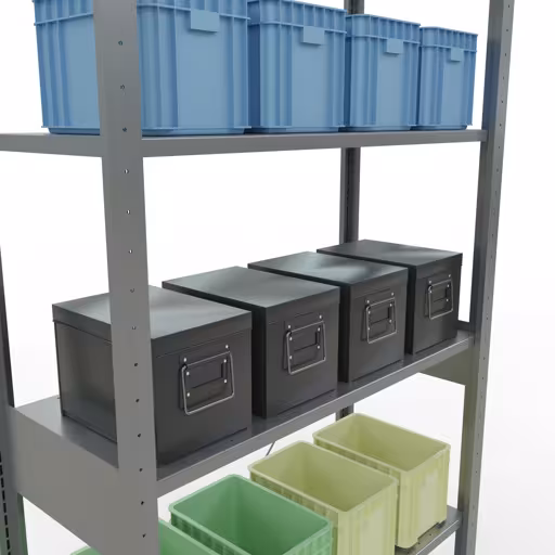 Abbildung Nr 15 des Artikels Grundregal, Fachbodenregal Stecksystem MULTIplus150, 2500 x 1000 x 400 mm (HxBxT), 6 Fachböden, Kreuzstrebe, verzinkt aus der Produktgruppe Stecksystem von der Marke Schulte Lagertechnik