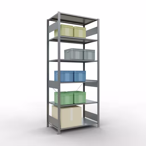 Abbildung Nr 14 des Artikels Grundregal, Fachbodenregal Stecksystem MULTIplus150, 2500 x 1000 x 600 mm (HxBxT), 6 Fachböden, Kreuzstrebe, verzinkt aus der Produktgruppe Stecksystem von der Marke Schulte Lagertechnik