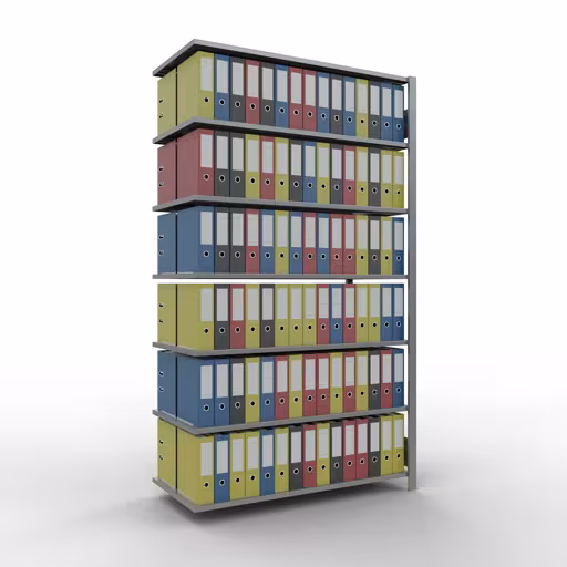 Produktbild Nr 11 des Artikels Anbauregal, Büro-Fachbodenregal Stecksystem MULTIplus150, 2300 x 1300 x 600 mm (HxBxT), 7 Fachböden, Längenriegel, verzinkt, ohne Mittelanschlag Abbildung Nr 11 des Artikels Anbauregal, Büro-Fachbodenregal Stecksystem MULTIplus150, 2300 x 1300 x 600 mm (HxBxT), 7 Fachböden, Längenriegel, verzinkt, ohne Mittelanschlag aus der Produktgruppe Büroregale von der Marke Schulte Lagertechnik