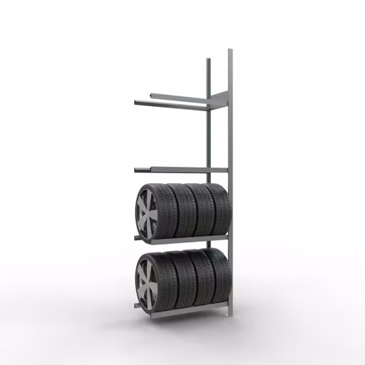 Abbildung Nr 12 des Artikels Anbauregal, Räder-/Reifenregal, 2750 x 900 x 400 mm (HxBxT), verzinkt, 4 Lagerebenen á 150 kg Fachlast pro Ebene aus der Produktgruppe Fachbodenregale von der Marke Schulte Lagertechnik