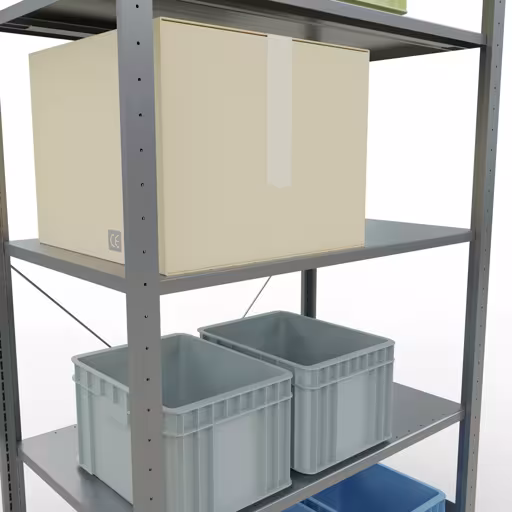 Grundregal, Fachbodenregal Stecksystem MULTIplus85, 2000 x 1000 x 600 mm (HxBxT), 5 Fachböden, Kreuzstrebe, verzinkt von Schulte Lagertechnik aus der Kategorie Stecksystem