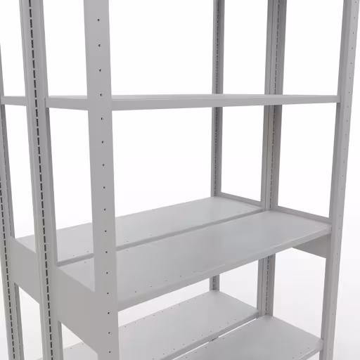 Grundregal, Doppelregal, Fachbodenregal Stecksystem MULTIplus150, 2500 x 1000 x (2x300) mm (HxBxT), 2x6 Fachböden, Längenriegel, RAL 7035 lichtgrau von Schulte Lagertechnik mit der Artikelnr. 33131