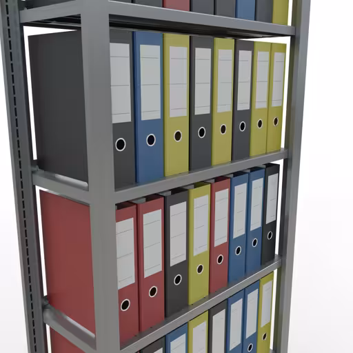 Abbildung Nr 14 des Artikels Grundregal, Büro-Fachbodenregal Stecksystem MULTIplus85, 2300 x 750 x 300 mm (HxBxT), 7 Fachböden, Kreuzstrebe, verzinkt, mit Anschlagleiste aus der Produktgruppe Büroregale von der Marke Schulte Lagertechnik
