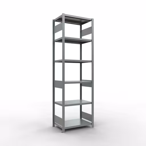 Grundregal, Fachbodenregal Stecksystem MULTIplus250, 2500 x 750 x 500 mm (HxBxT), 6 Fachböden, Längenriegel, verzinkt aus der Kategorie Grundregal mit der Artikelnummer 12951-75-LR