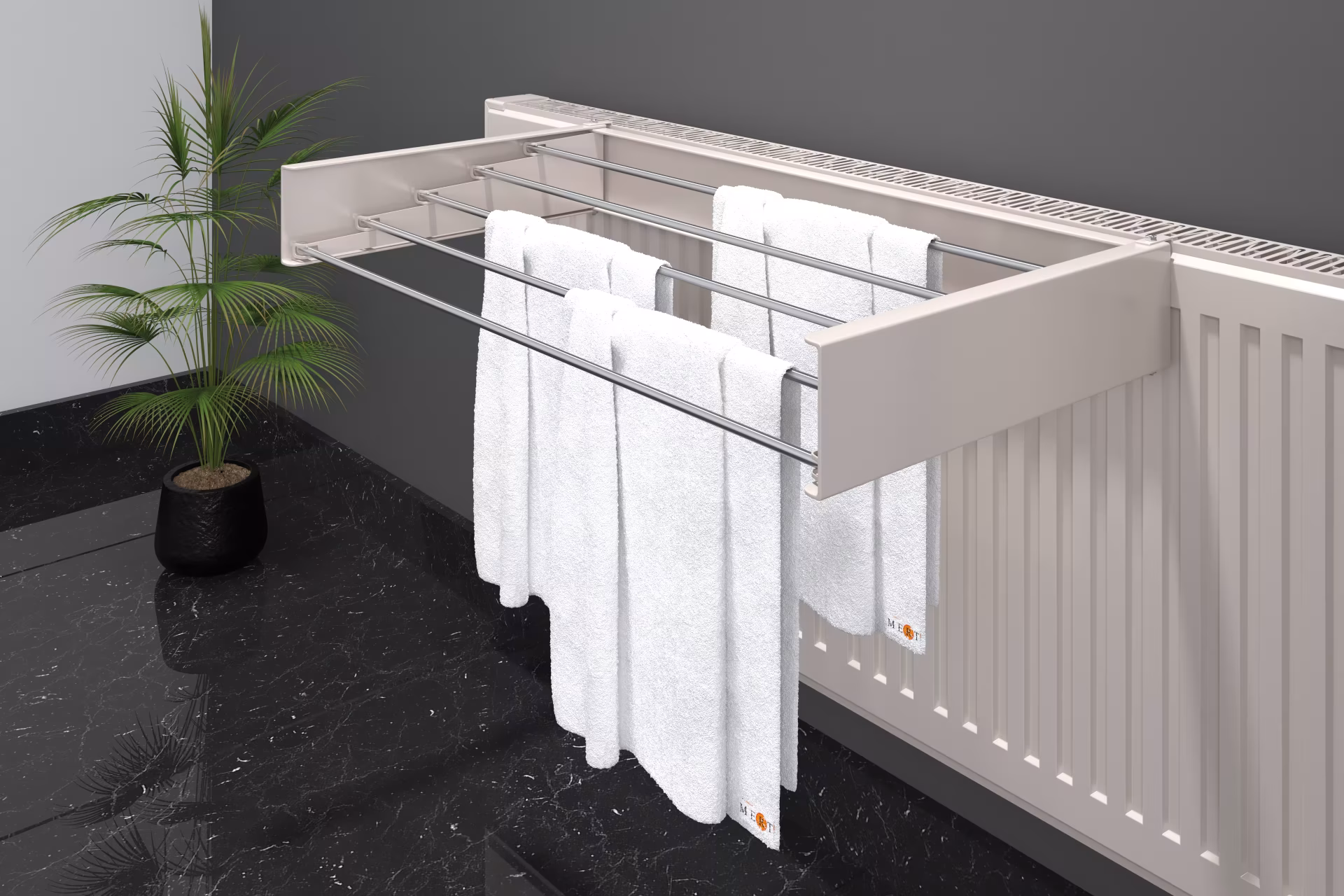 MERT Design Universal Wäschetrockner 740x90x20 mm, für Heizkörper von der Marke MERT aus der Produktreihe Badmöbel und Handtuchhalter