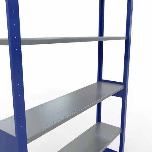 Zusatzbild des Artikels Grundregal, Fachbodenregal Stecksystem MULTIplus150, 2500 x 1300 x 300 mm (HxBxT), 6 Fachböden, Längenriegel, RAL 5010 enzianblau/verzinkt aus Grundregal
