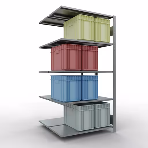 Abbildung Nr 14 des Artikels Anbauregal, Doppelregal, Fachbodenregal Stecksystem MULTIplus150, 2000 x 1000 x (2x500) mm (HxBxT), 2x5 Fachböden, Längenriegel, verzinkt aus der Produktgruppe Fachbodenregale von der Marke Schulte Lagertechnik