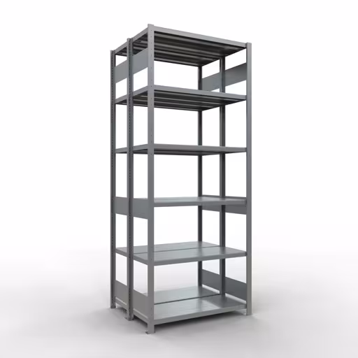 Grundregal, Doppelregal, Fachbodenregal Stecksystem MULTIplus250, 2500 x 1000 x (2x400) mm (HxBxT), 2x6 Fachböden, Längenriegel, verzinkt aus der Kategorie Doppelregale mit der Artikelnummer 17941