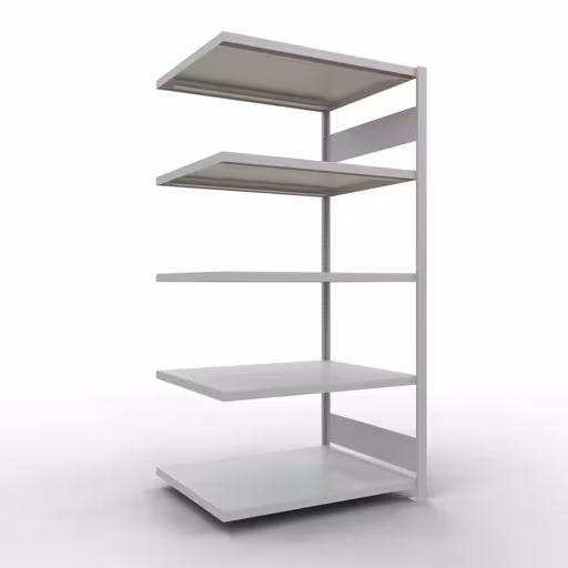 Anbauregal, Fachbodenregal Stecksystem MULTIplus250, 2000 x 1000 x 800 mm (HxBxT), 5 Fachböden, Längenriegel, RAL 7035 lichtgrau aus der Kategorie Anbauregal mit der Artikelnummer 32885-LR