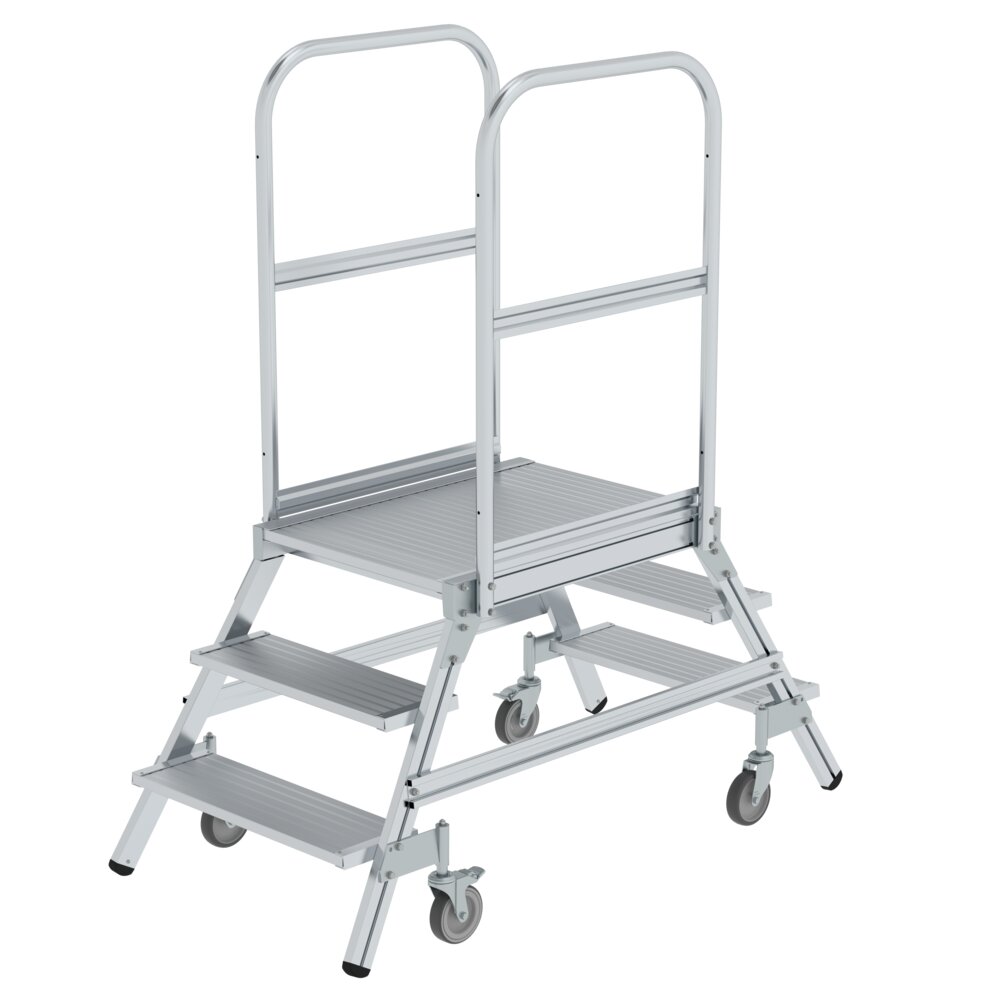 Munk Podesttreppe beidseitig begehbar mit Federrollen Aluminium geriffelt 3 Stufen von Günzburger Steigtechnik Munk Podesttreppe beidseitig begehbar mit Federrollen Aluminium geriffelt aus der Kategorie Podesttreppen mit der Artikelnr. 050203, Moebel, Stuhl