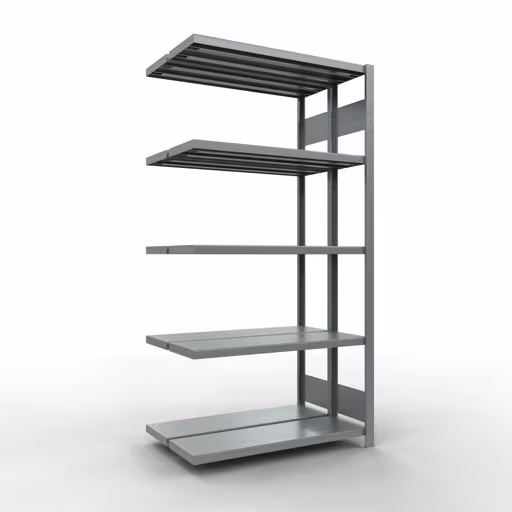 Anbauregal, Doppelregal, Fachbodenregal Stecksystem MULTIplus250, 2000 x 1000 x (2x300) mm (HxBxT), 2x5 Fachböden, Längenriegel, verzinkt aus der Kategorie Doppelregale mit der Artikelnummer 17935