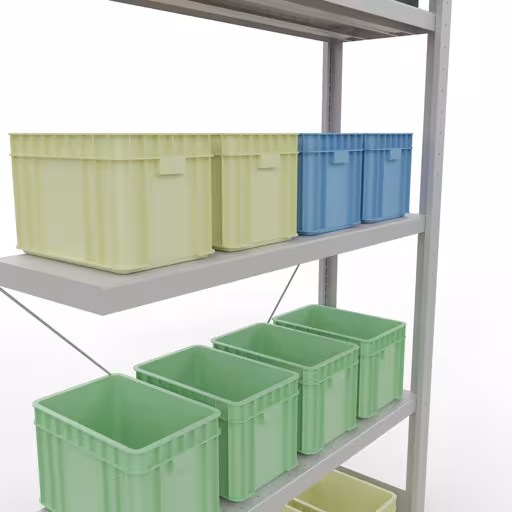 Abbildung Nr 8 des Artikels Anbauregal, Fachbodenregal Stecksystem MULTIplus330, 2000 x 1000 x 300 mm (HxBxT), 5 Fachböden, Kreuzstrebe, RAL 7035 lichtgrau aus der Produktgruppe Stecksystem von der Marke Schulte Lagertechnik