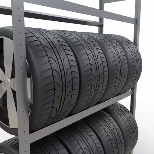 Abbildung Nr 12 des Artikels Grundregal, Räder-/Reifenregal, 2000 x 1300 x 400 mm (HxBxT), verzinkt, 3 Lagerebenen á 150 kg Fachlast pro Ebene aus der Produktgruppe Fachbodenregale von der Marke Schulte Lagertechnik