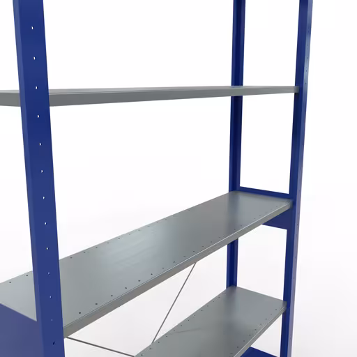 Grundregal, Fachbodenregal Stecksystem MULTIplus150, 2500 x 1300 x 300 mm (HxBxT), 6 Fachböden, Kreuzstrebe, RAL 5010 enzianblau/verzinkt von Schulte Lagertechnik aus der Kategorie Stecksystem