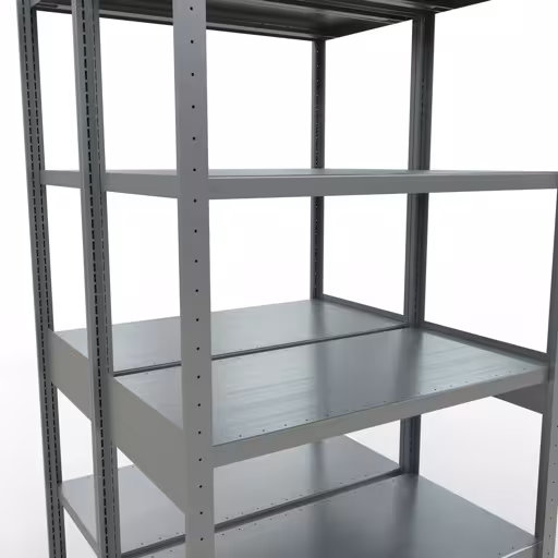 Zusatzbild des Artikels Grundregal, Doppelregal, Fachbodenregal Stecksystem MULTIplus250, 2500 x 1000 x (2x500) mm (HxBxT), 2x6 Fachböden, Längenriegel, verzinkt aus Doppelregale