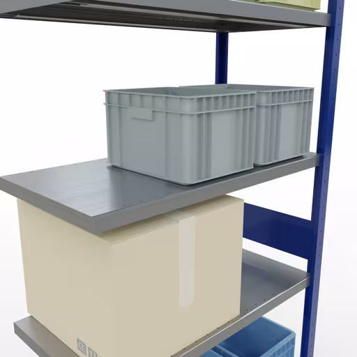 Abbildung Nr 14 des Artikels Anbauregal, Fachbodenregal Stecksystem MULTIplus330, 3000 x 1000 x 500 mm (HxBxT), 7 Fachböden, Längenriegel, RAL 5010 enzianblau/verzinkt aus der Produktgruppe Stecksystem von der Marke Schulte Lagertechnik