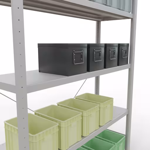 Produktbild Nr.8 des Artikels Stecksystem Grundregal 2000x1300x400 mm, Typ 250 kg, lichtgrau aus der Produktreihe Stecksystem von der Marke Schulte Lagertechnik